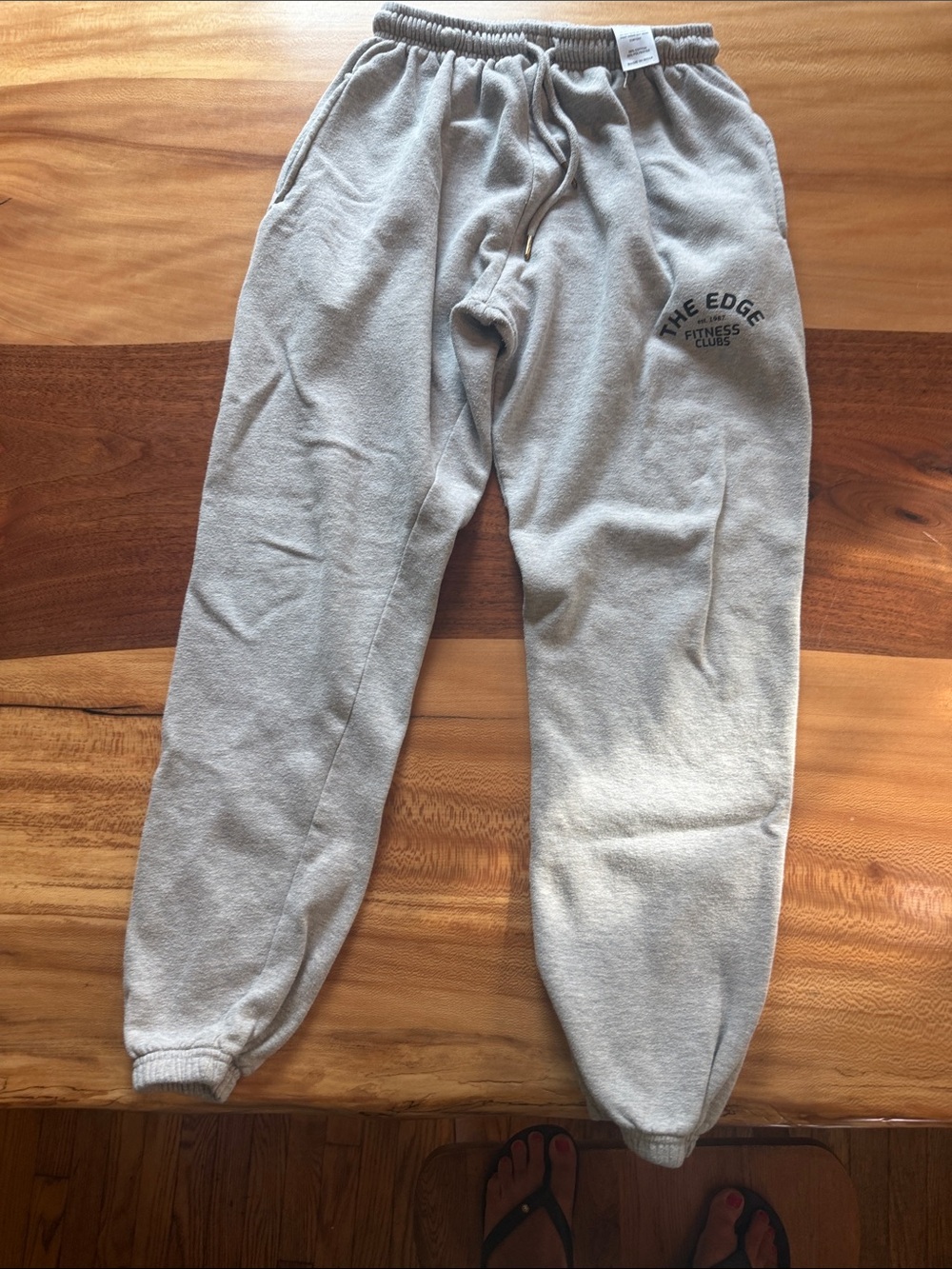 Gray Drawstring Sweatpants with Logo Print